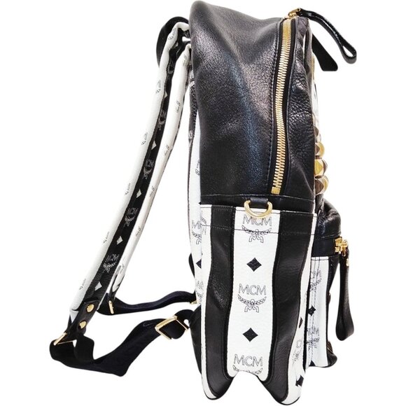 (L5) Authentic MCM Backpack Bag Black PVC Luxury Vintage Designer Handbag main image 5